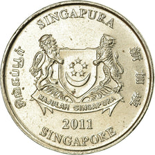 Moeda, Singapura, 20 Cents, 2011, Singapore Mint, EF(40-45), Cobre-níquel