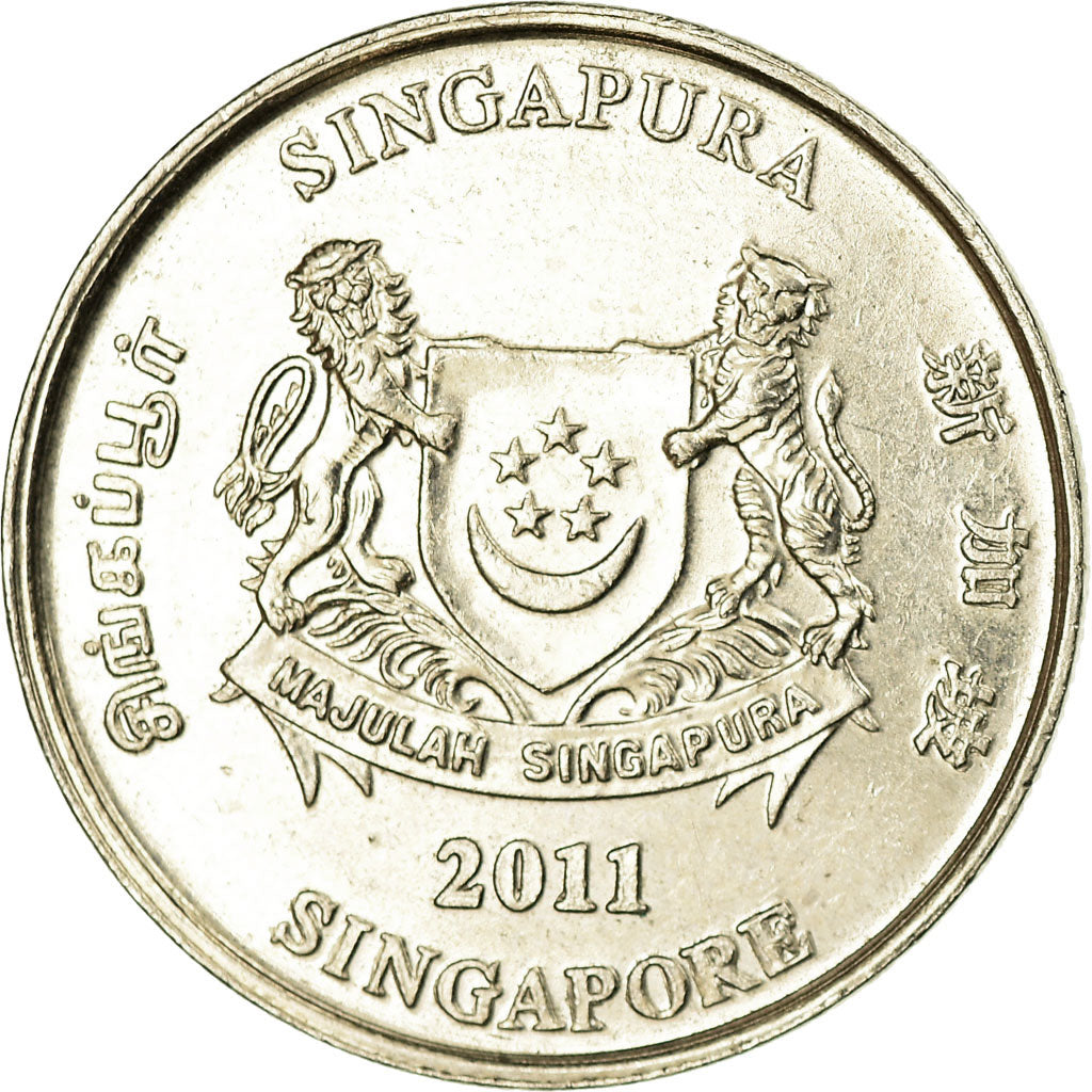 Coin, Singapore, 20 Cents, 2011, Singapore Mint, EF(40-45), Copper-nickel