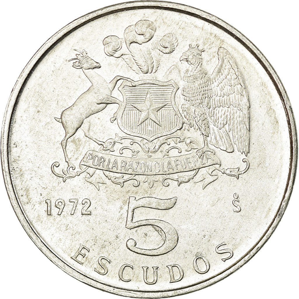 Coin, Chile, 5 Escudos, 1972, AU(55-58), Aluminum, KM:199a