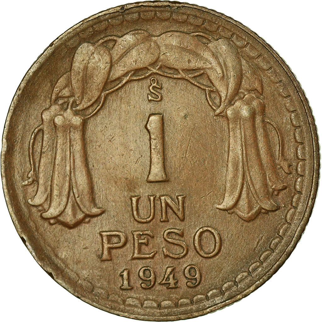 Coin, Chile, Peso, 1949, EF(40-45), Copper, KM:179