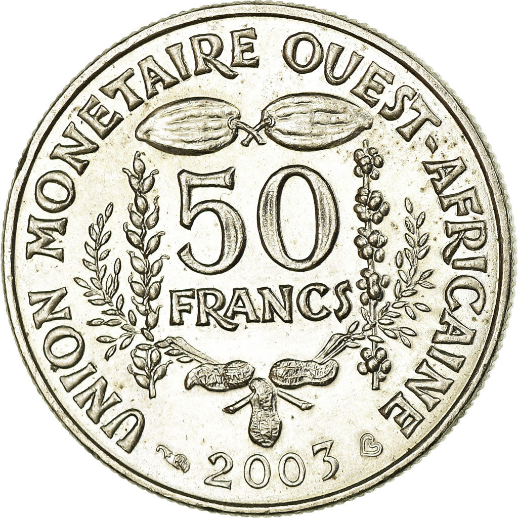 Coin, West African States, 50 Francs, 2003, Paris, EF(40-45), Copper-nickel