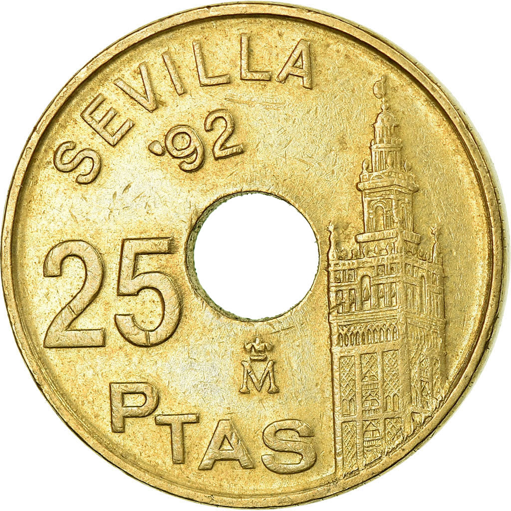 Moneda, España, Juan Carlos I, 25 Pesetas, 1992, Madrid, MBC, Aluminio -