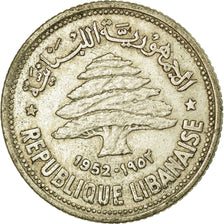 Coin, Lebanon, 50 Piastres, 1952, Utrecht, EF(40-45), Silver, KM:17