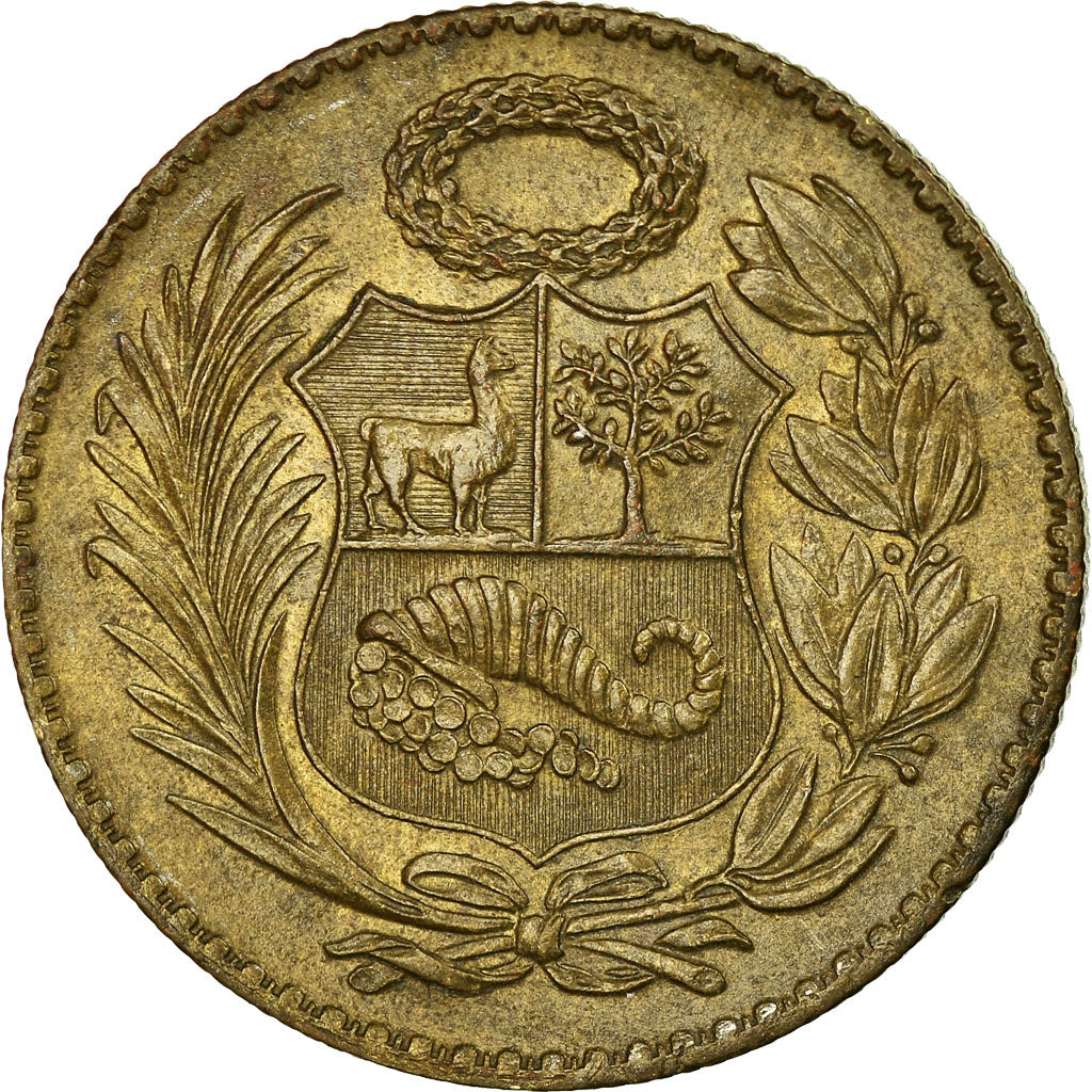 Coin, Peru, 1/2 Sol, 1956, Lima, EF(40-45), Brass, KM:220.5