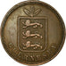 Coin, Guernsey, 4 Doubles, 1864, Heaton, Birmingham, VF(30-35), Bronze, KM:5