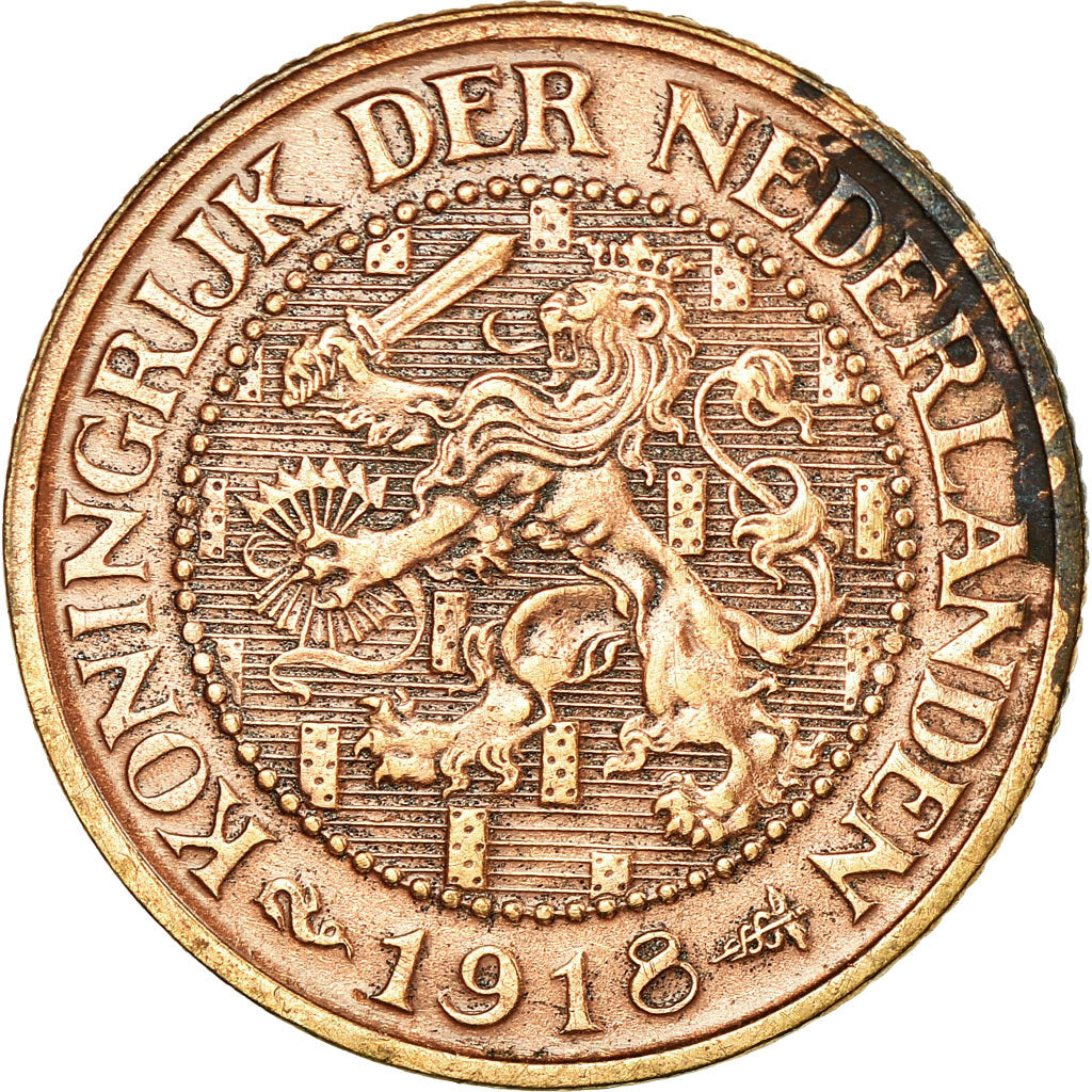 Coin, Netherlands, Wilhelmina I, 2-1/2 Cent, 1918, EF(40-45), Bronze, KM:150