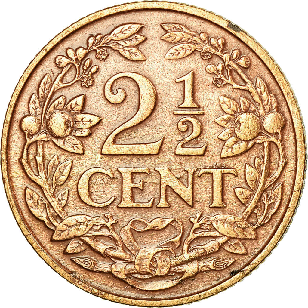 Coin, Netherlands, Wilhelmina I, 2-1/2 Cent, 1918, EF(40-45), Bronze, KM:150