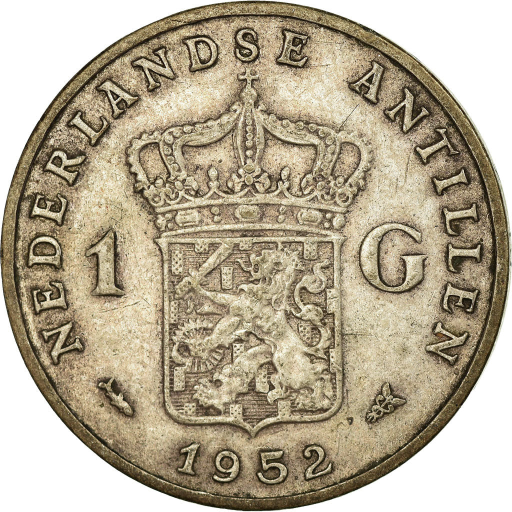 Coin, Netherlands Antilles, Juliana, Gulden, 1952, EF(40-45), Silver, KM:2