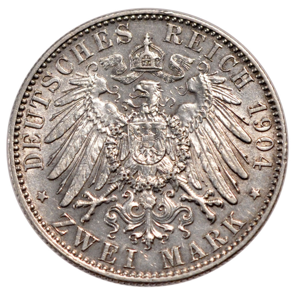 Germany, 2 Mark, 1904, AU(50-53), Silver, 11.13