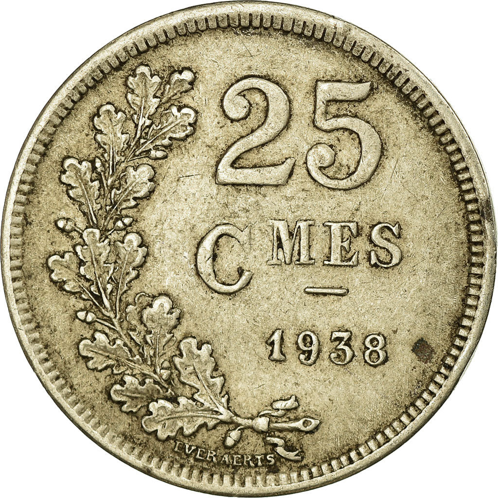 Coin, Luxembourg, Charlotte, 25 Centimes, 1938, EF(40-45), Copper-nickel