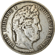 Coin, France, Louis-Philippe, 5 Francs, 1844, Rouen, VF(30-35), Silver