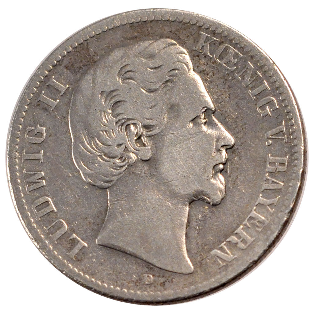 Coin, German States, BAVARIA, Ludwig II, 2 Mark, 1876, VF(30-35), Silver, KM:903