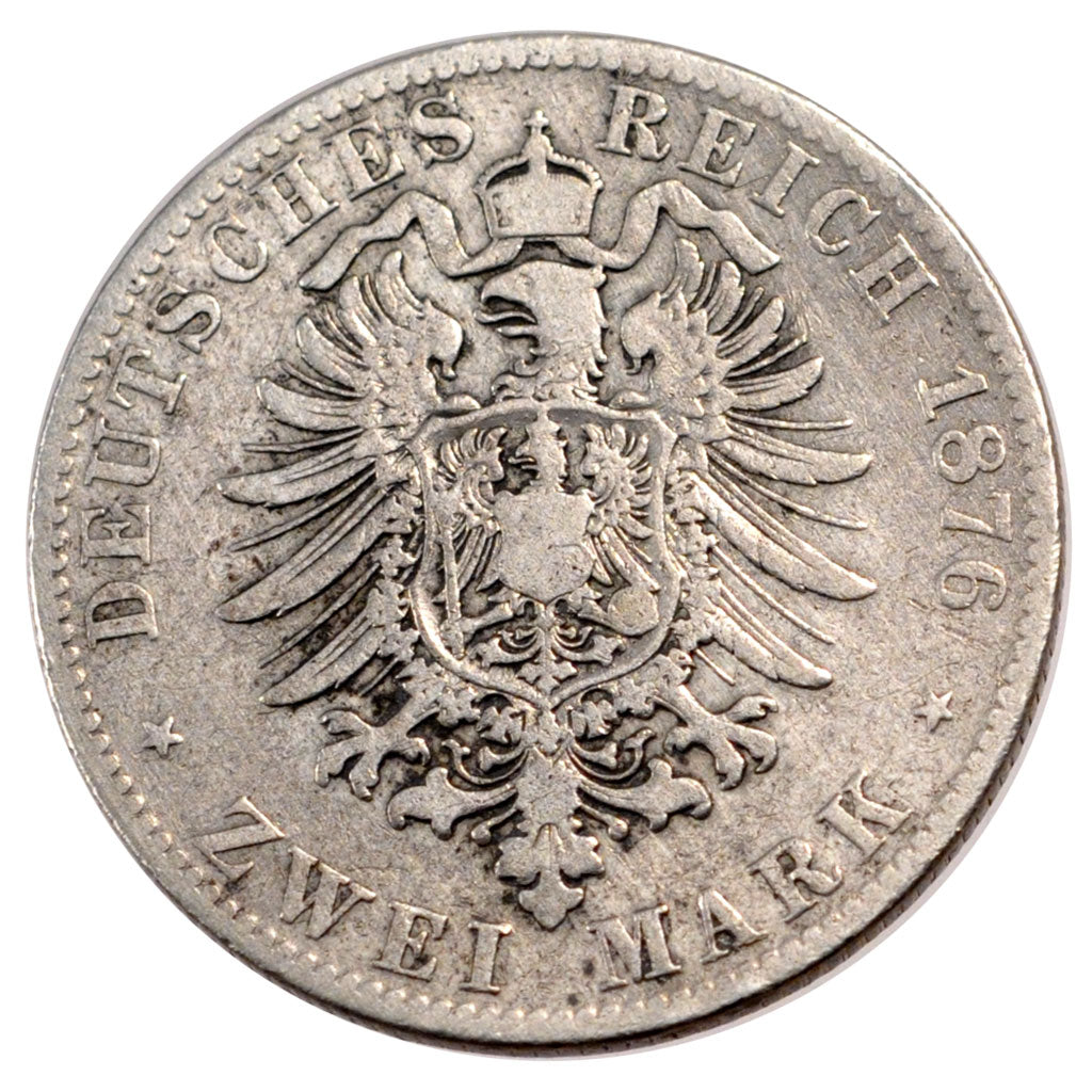 Coin, German States, BAVARIA, Ludwig II, 2 Mark, 1876, VF(30-35), Silver, KM:903