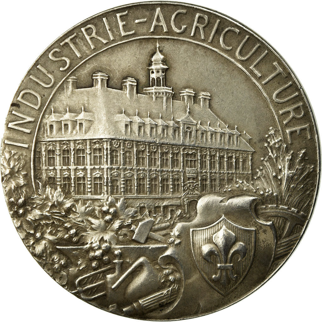 France, Medal, Chambre de Commerce de Lille, Lefebvre, AU(55-58), Silver
