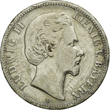 Moneta, Stati tedeschi, BAVARIA, Ludwig II, 2 Mark, 1877, MB, Argento, KM:903
