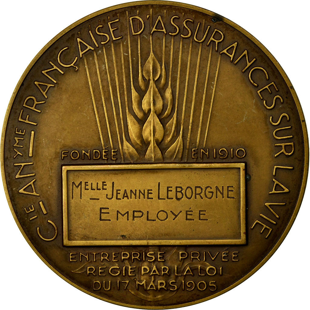 Francia, medalla, La Populaire, Compagnie d'Assurances sur la Vie, Delamarre