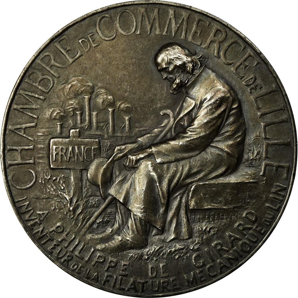 France, Medal, Chambre de Commerce de Lille, Lefebvre, MS(60-62), Silver