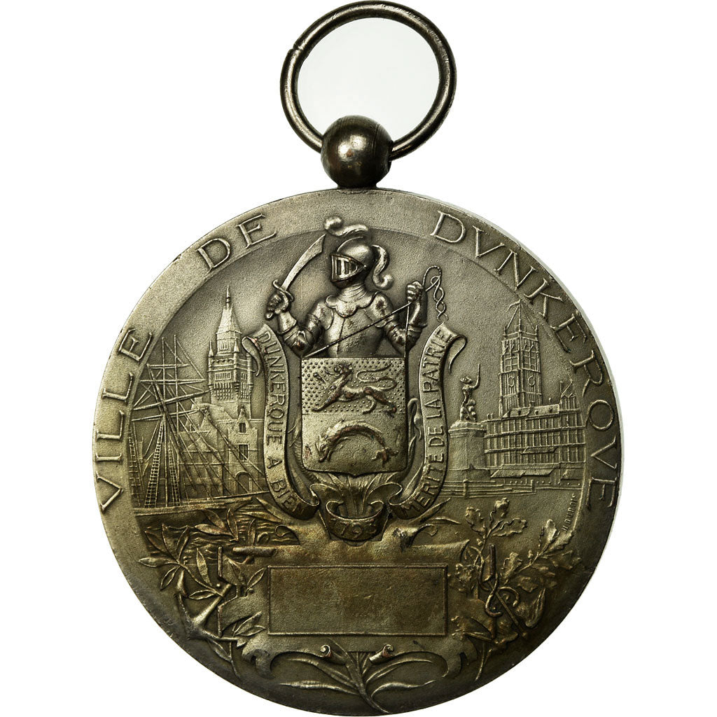 France, Medal, Ville de Dunkerque, Dubois.H, MS(60-62), Silvered bronze
