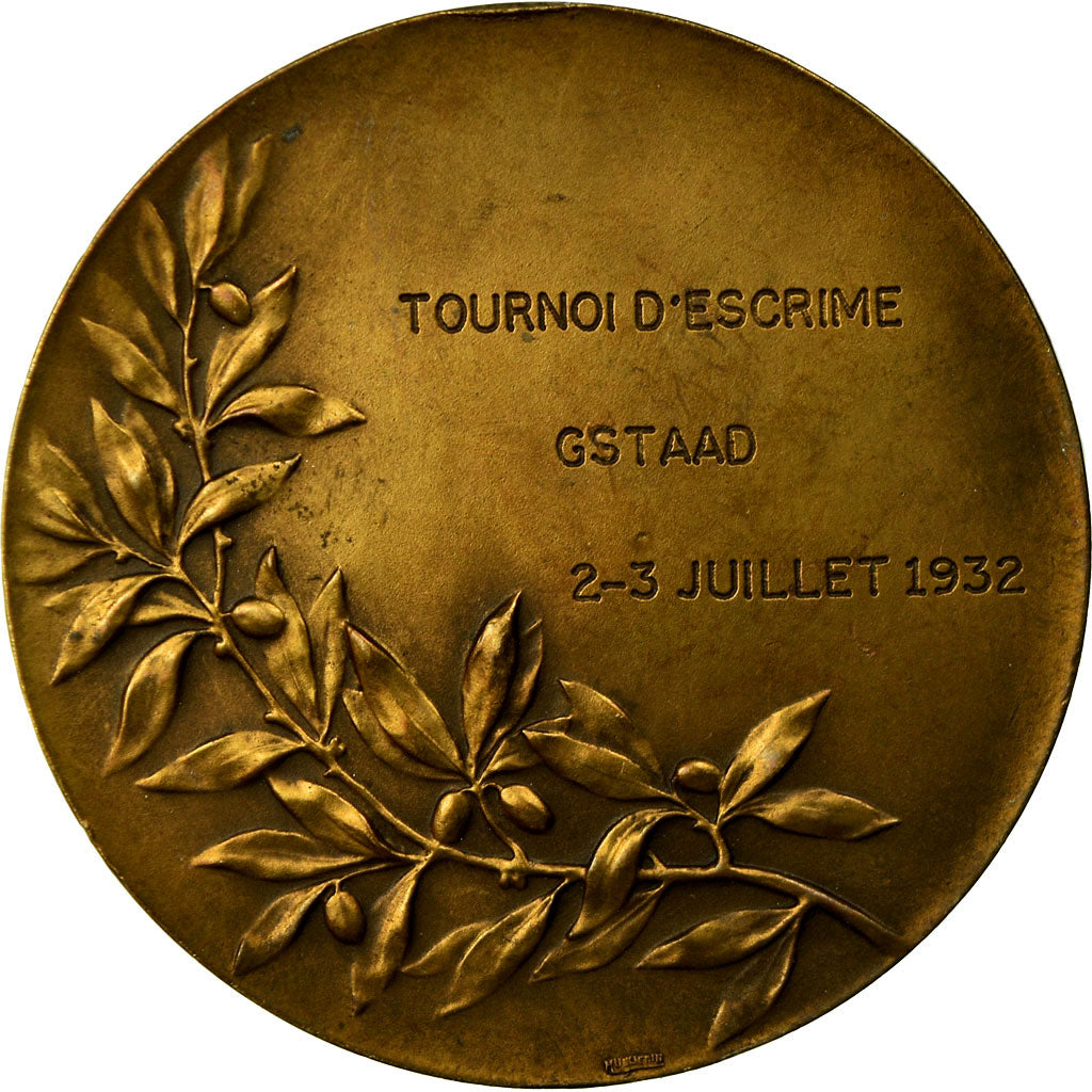 Suisse, Médaille, Sport, Tournoi d' Escrime, Gstaad, 1932, Huguenin, TTB