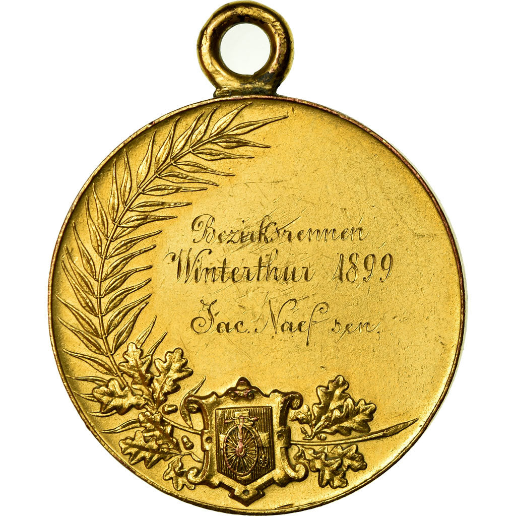Switzerland, Medal, Vélo, Bezirksrennen Winterthur, 1899, AU(50-53), Copper
