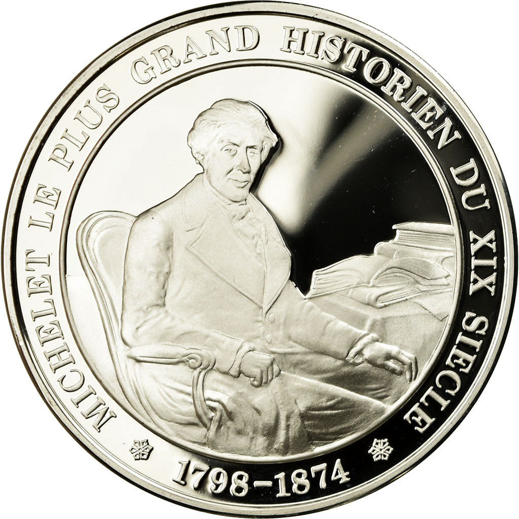 France, Medal, Michelet, Historien, MS(65-70), Silver