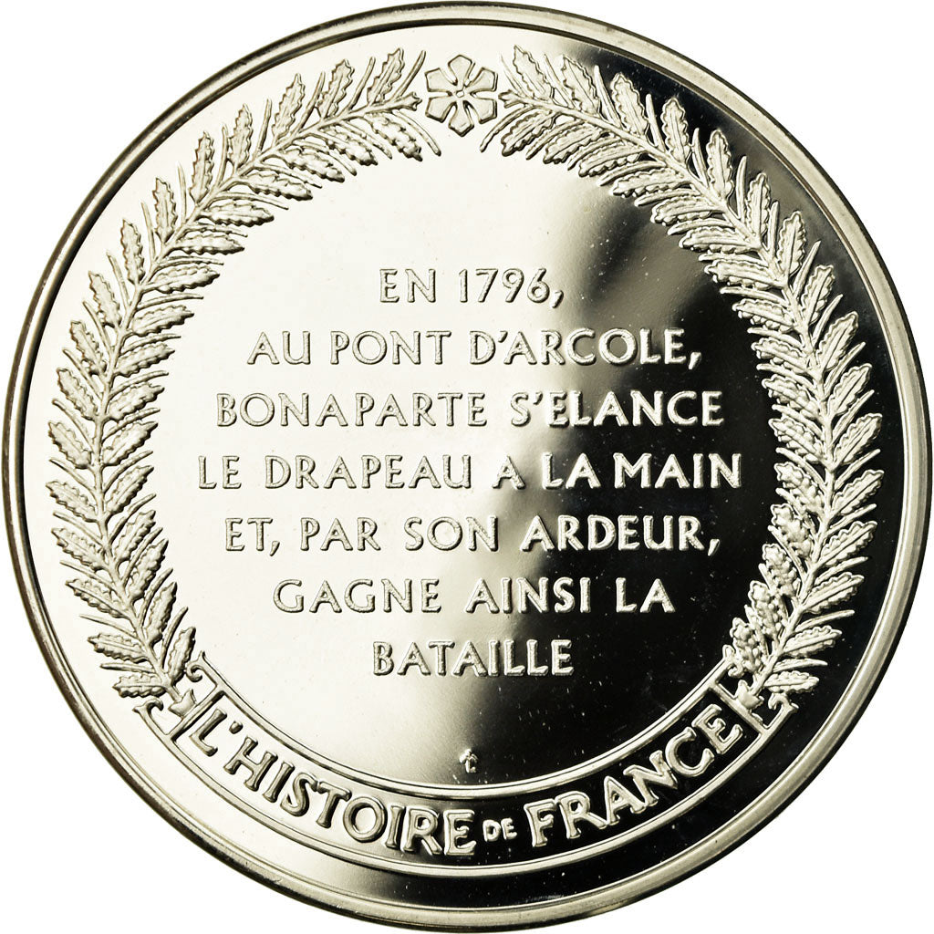 Francia, medalla, Napoléon Bonaparte, Bataille d'Arcole (1796), FDC, Plata