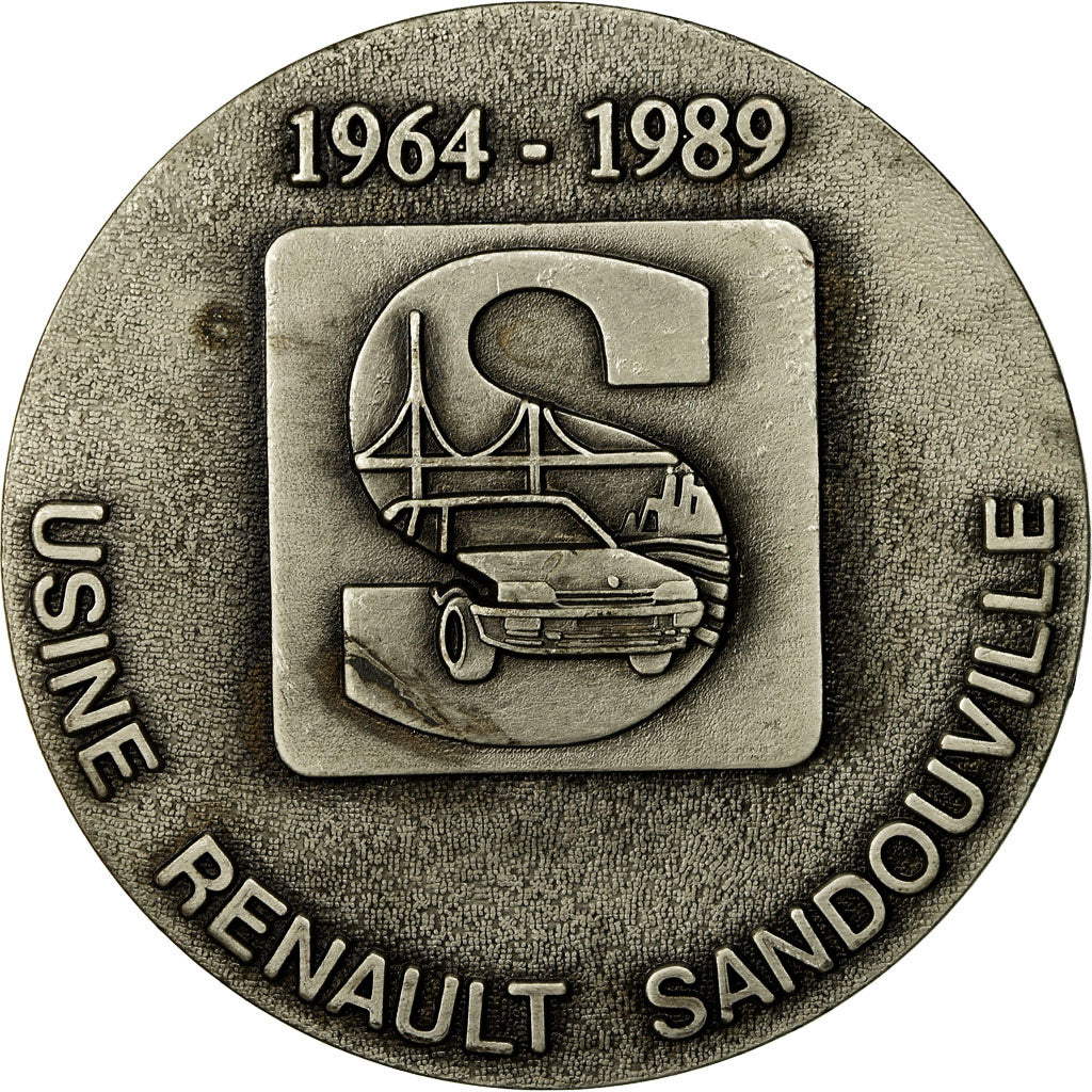France, Medal, Usine Renault Sandouville, Normandie, 1989, AU(55-58), Silvered