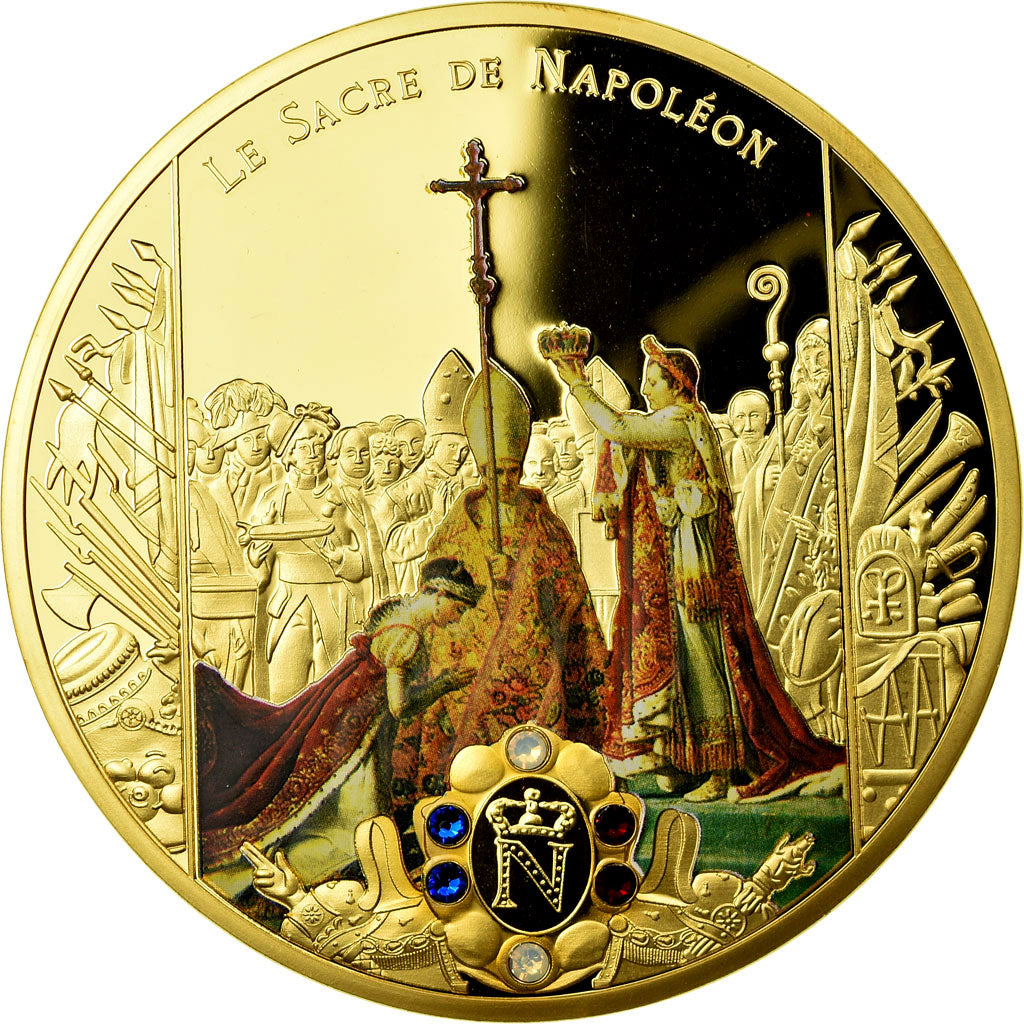 France, Medal, Le sacre de Napoléon Ier par Pie VII, MS(65-70), Copper Gilt