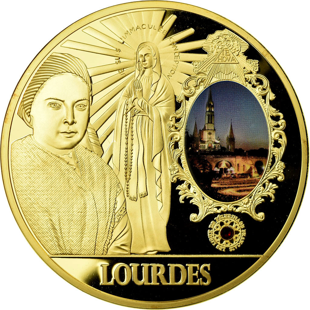 France, Medal, Lourdes, Lieu de Pélerinage Français, MS(65-70), Copper Gilt