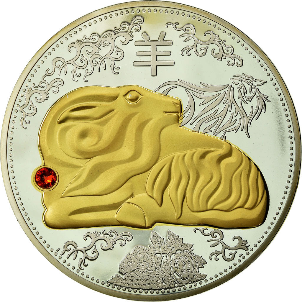 France, Medal, Signe du Zodiaque Chinois, Année du Mouton, MS(65-70), Copper