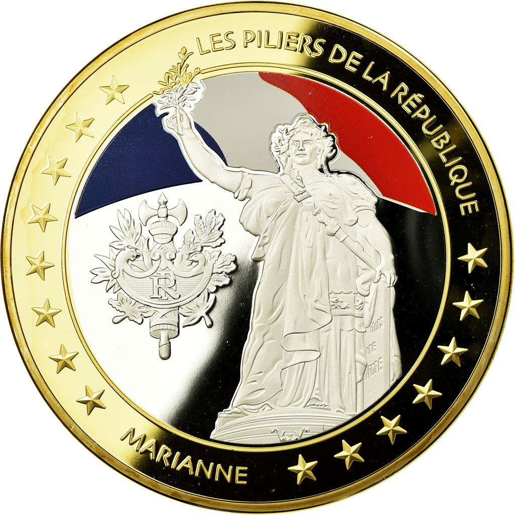 France, Médaille, Les piliers de la République, Marianne, 2015, FDC, Copper