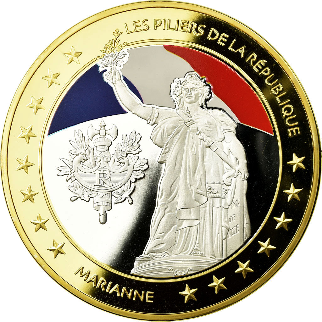 France, Médaille, Les piliers de la République, Marianne, 2015, FDC, Copper