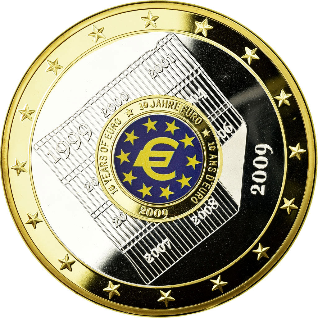 France, Medal, Europe, Les 10 Ans de l'Union Monétaire, 2009, MS(65-70), Copper