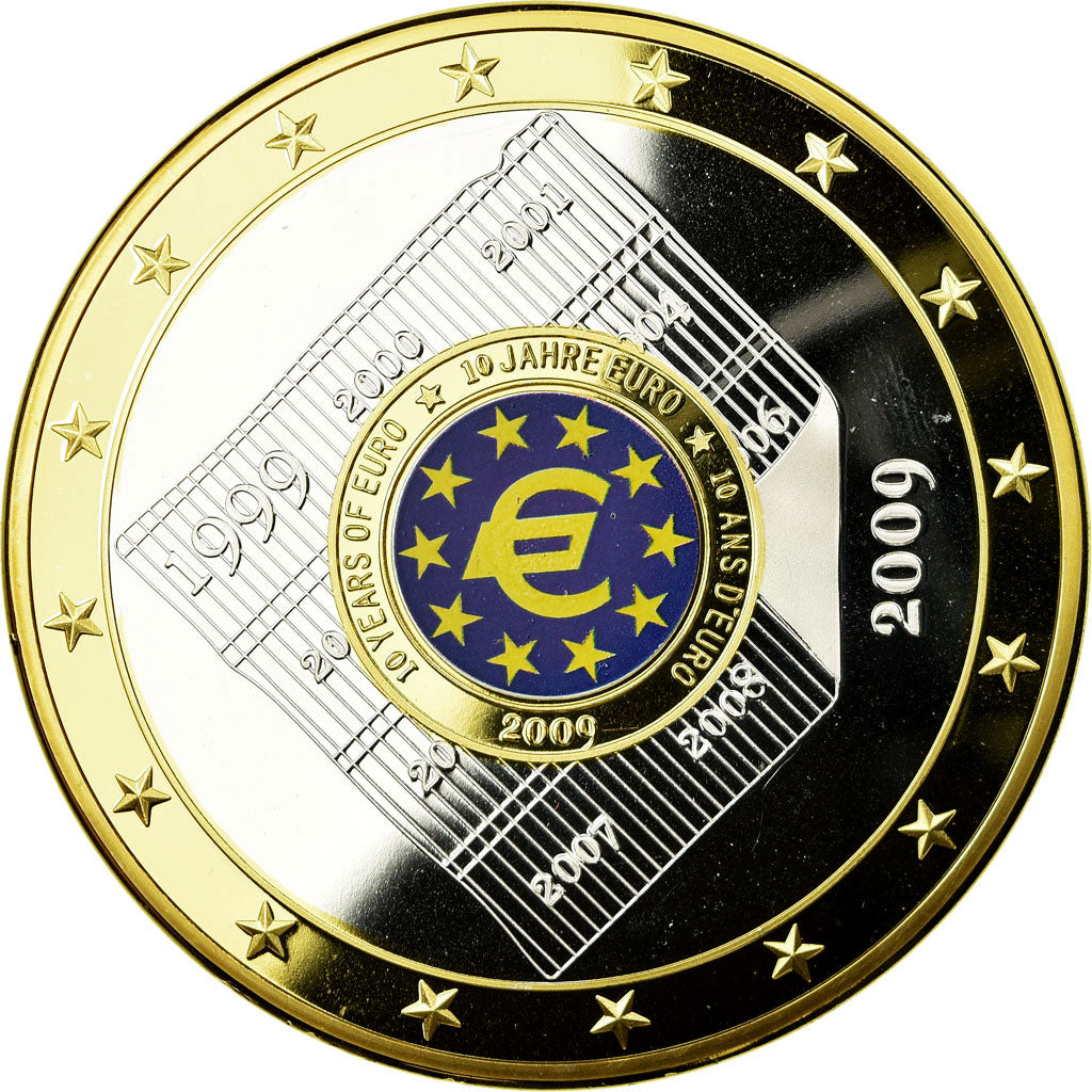France, Medal, Europe, Les 10 Ans de l'Union Monétaire, 2009, MS(65-70), Copper