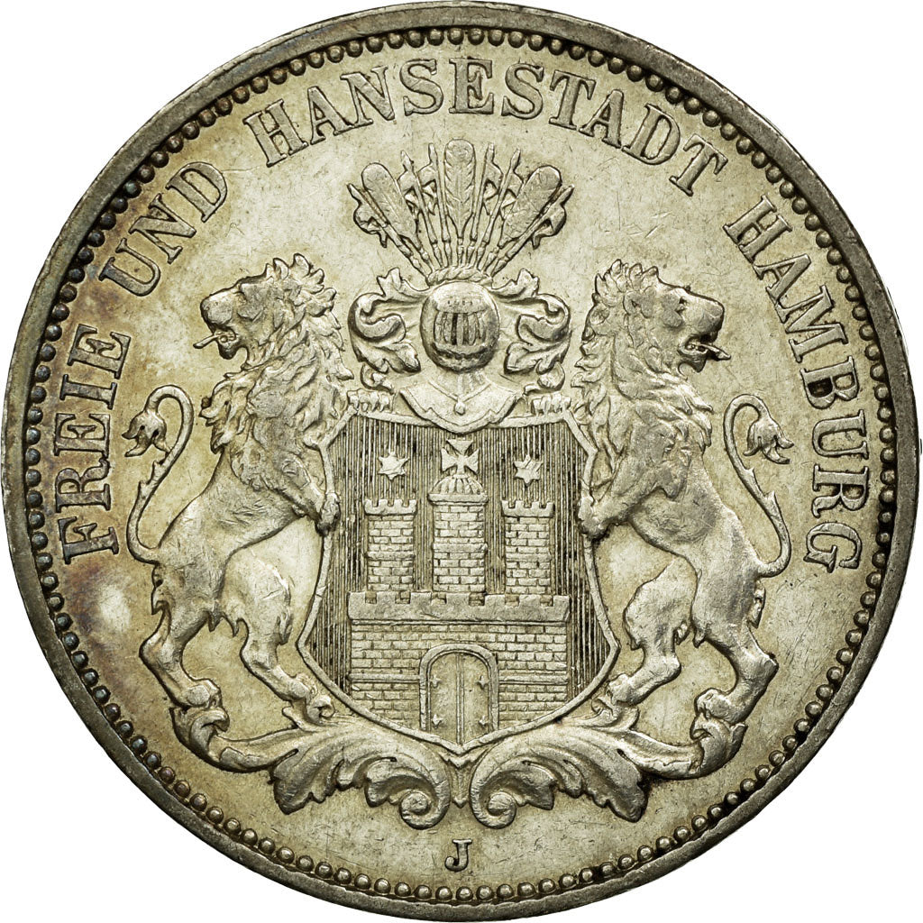 Monnaie, Etats allemands, HAMBURG, 3 Mark, 1912, Hamburg, TTB+, Argent