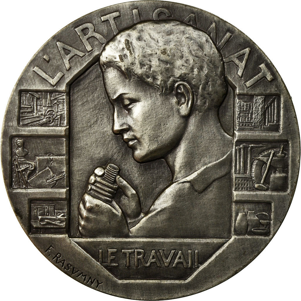 Francia, medalla, L'Artisanat, le Travail, 1988, Rasumny, EBC+, Bronce plateado