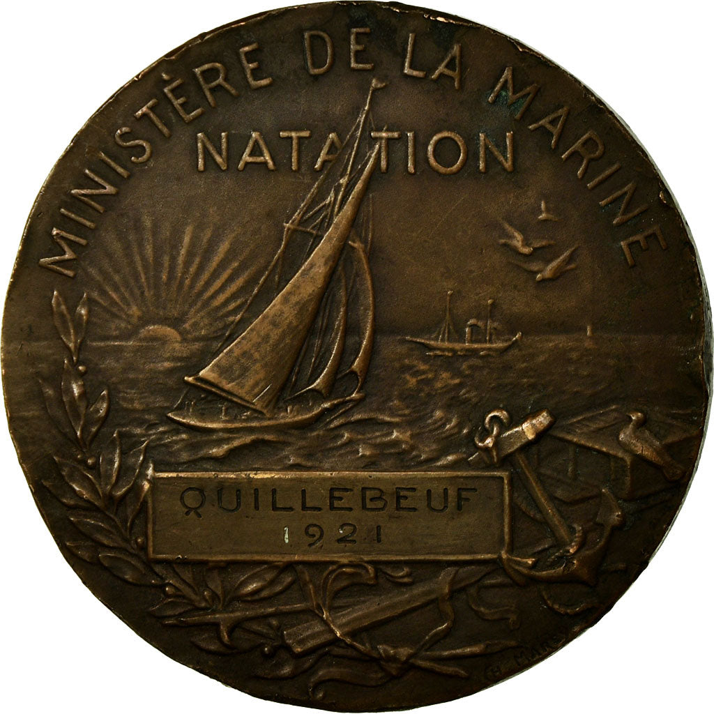 França, Medal, Ministère de la Marine, Natation, Quillebeuf, Normandie, 1921