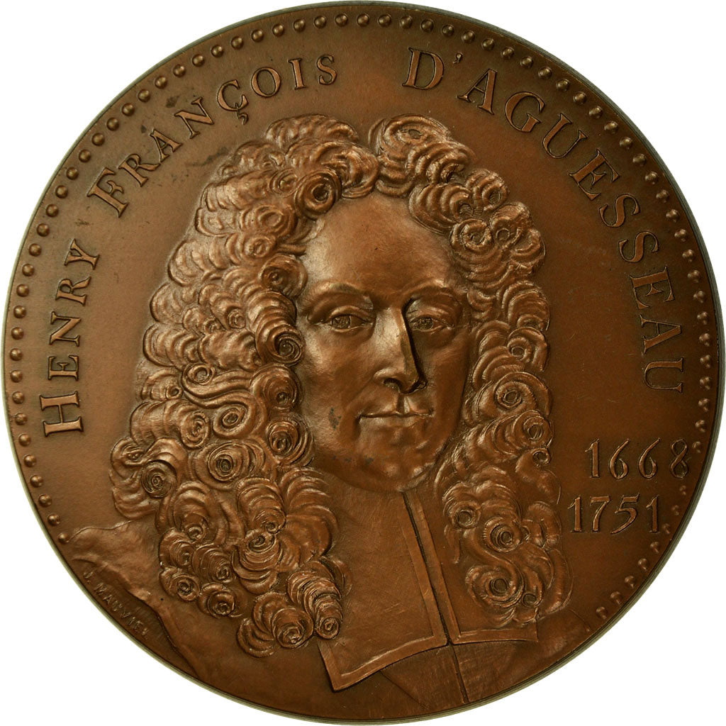 France, Medal, Henri François d'Aguesseau , Notariat Français, 1977, Mauviel