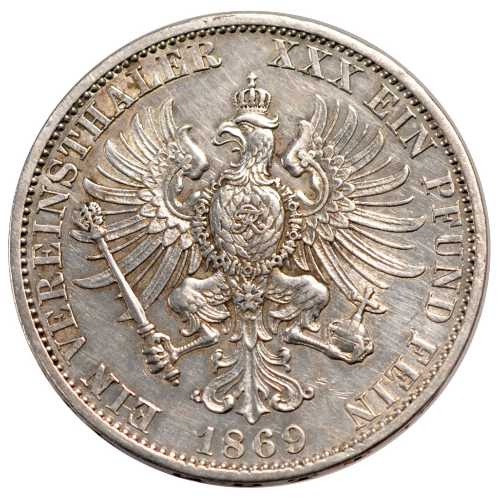 GERMAN STATES, Thaler, 1869, Berlin, KM #494, EF(40-45), Silver, 18.47