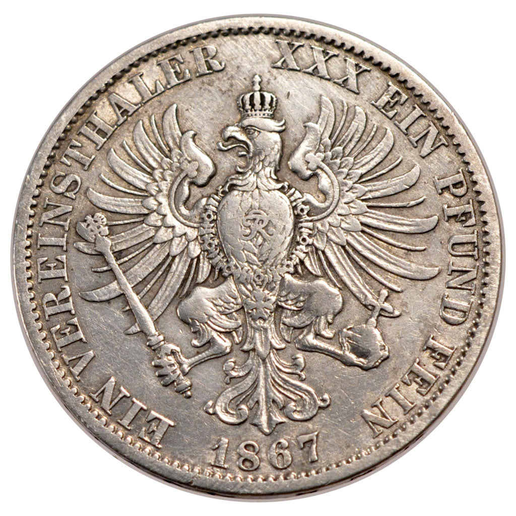 Germany, Thaler, 1867, Berlin, VF(30-35), Silver, 18.34