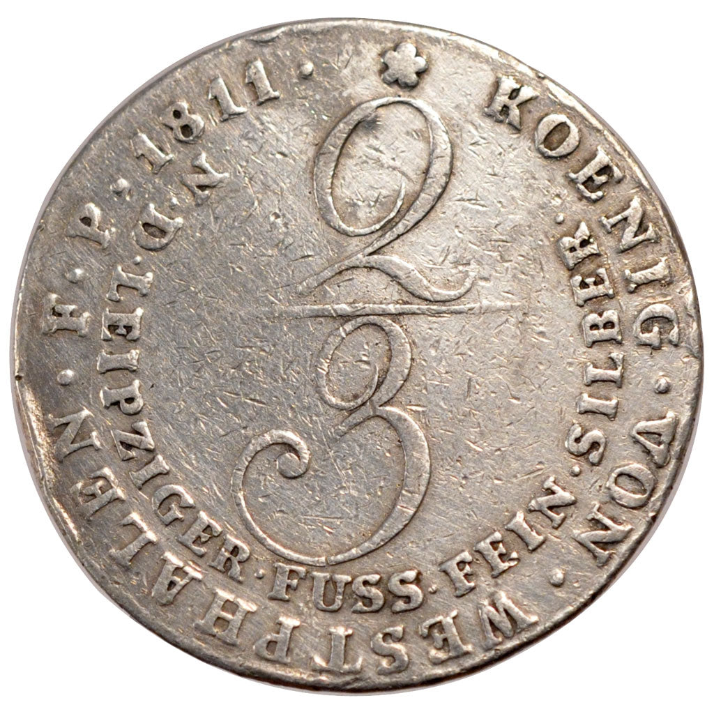 Germany, 2/3 Thaler, 1811, Clausthal, VF(30-35), Silver, 12.98