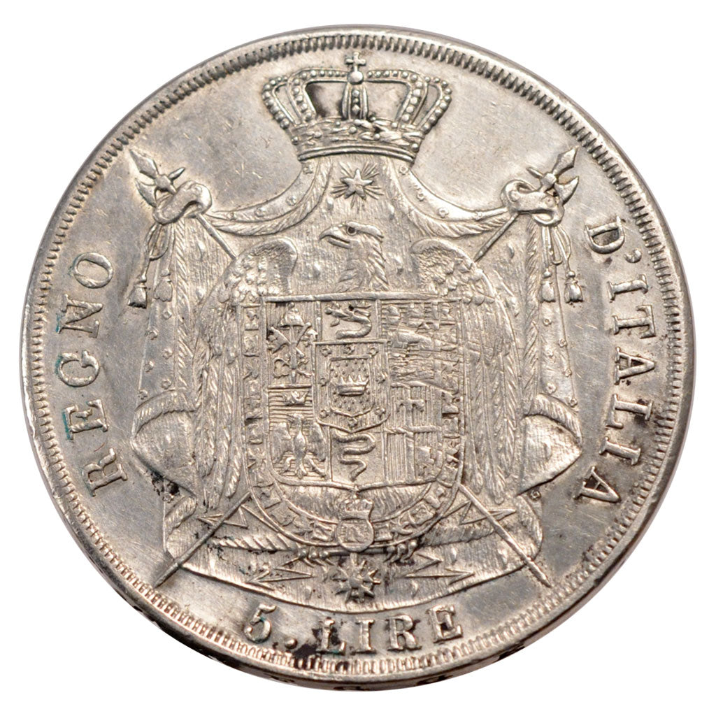 ITALIAN STATES, 5 Lire, 1811, Milan, KM #10.4, MS(60-62), Silver, 24.92