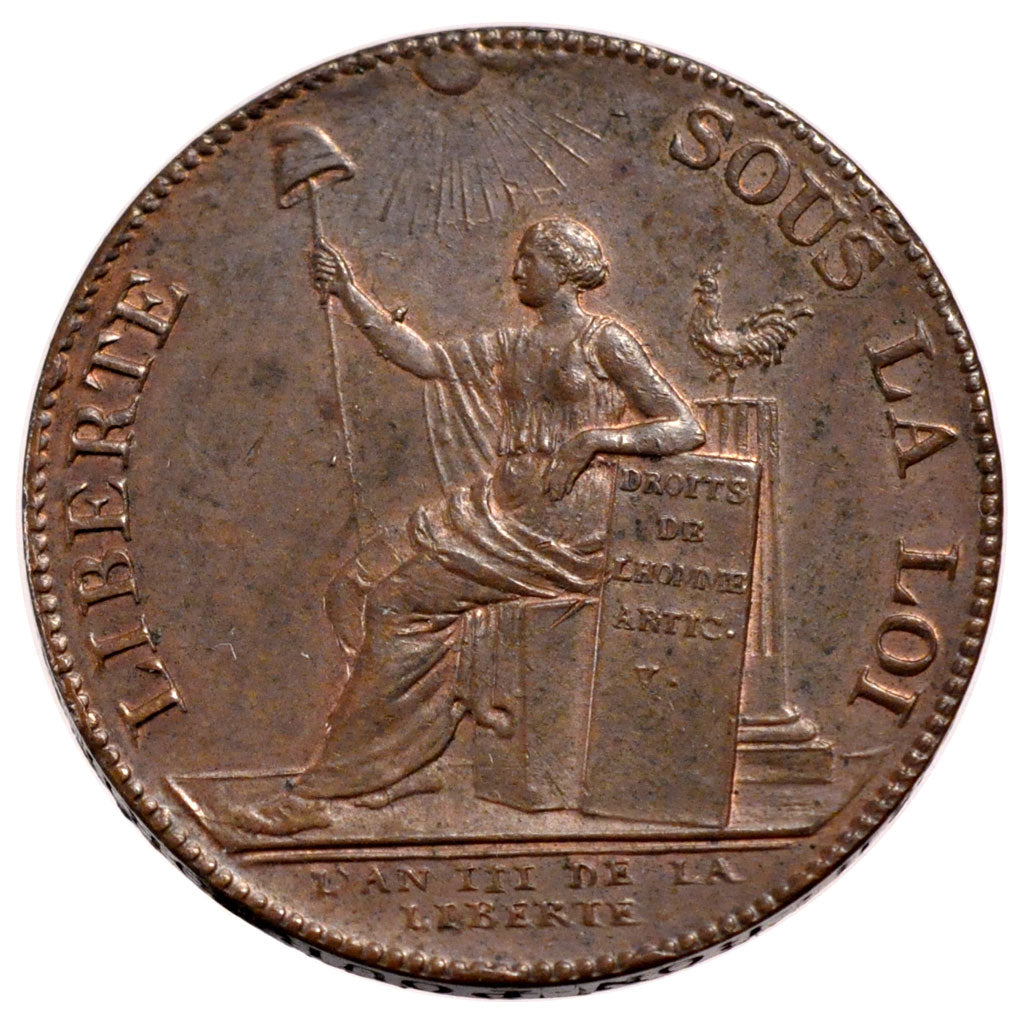 FRANCE, 2 Sols, 1791, Birmingham, AU(55-58), Bronze, Brandon #222, 17.30