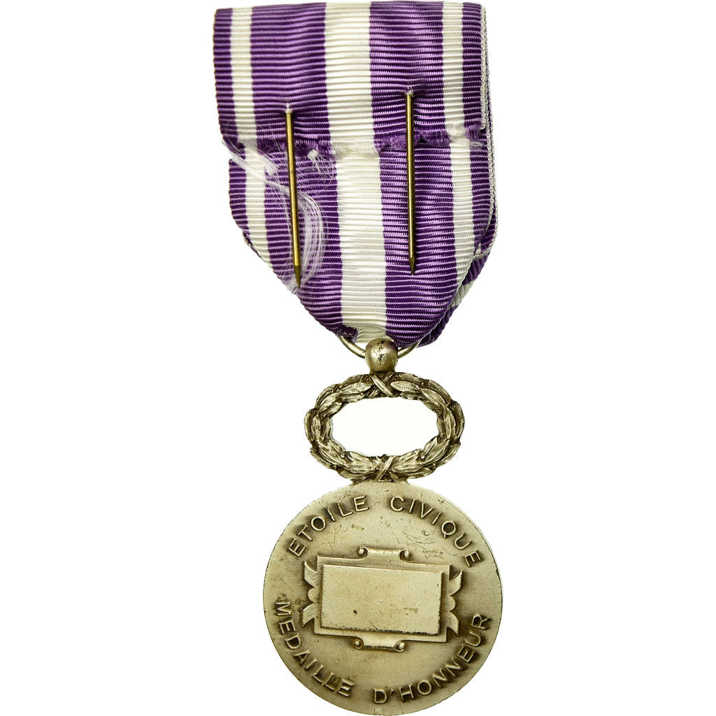 France, Honneur, Etoile Civique, Médaille, Excellent Quality, Silvered bronze