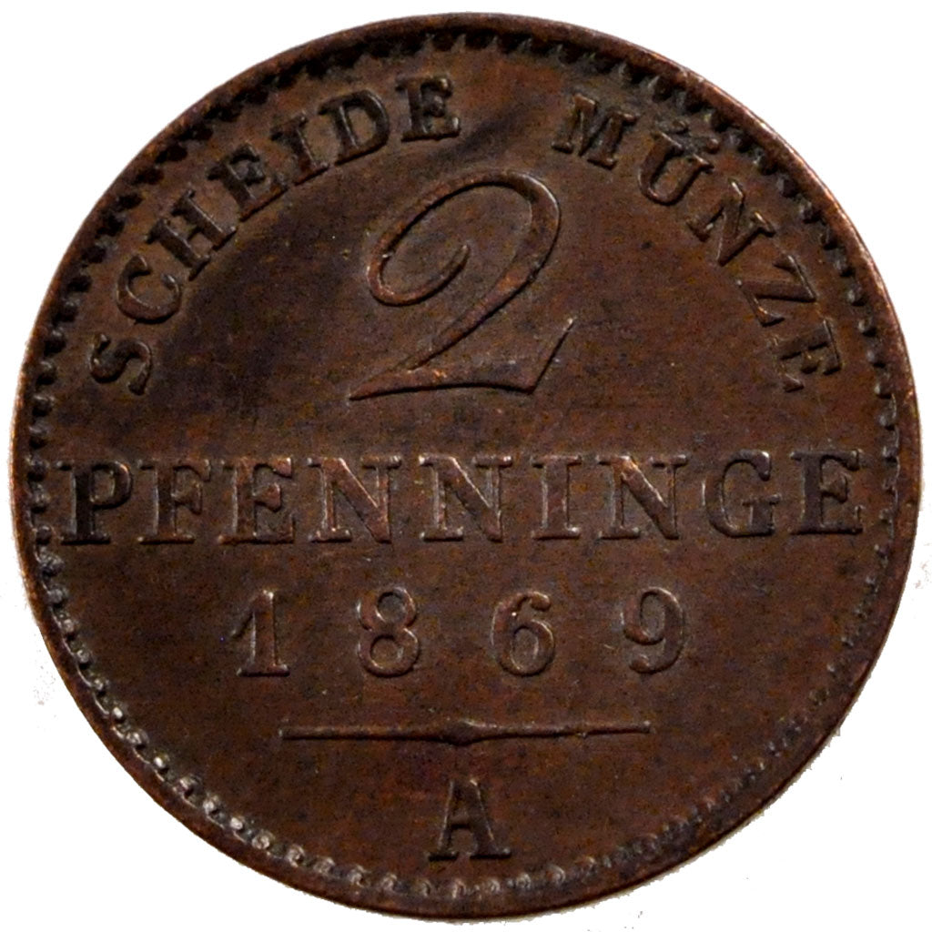 Germany, 2 Pfennig, 1869, Bern, MS(60-62), Copper, 2.92