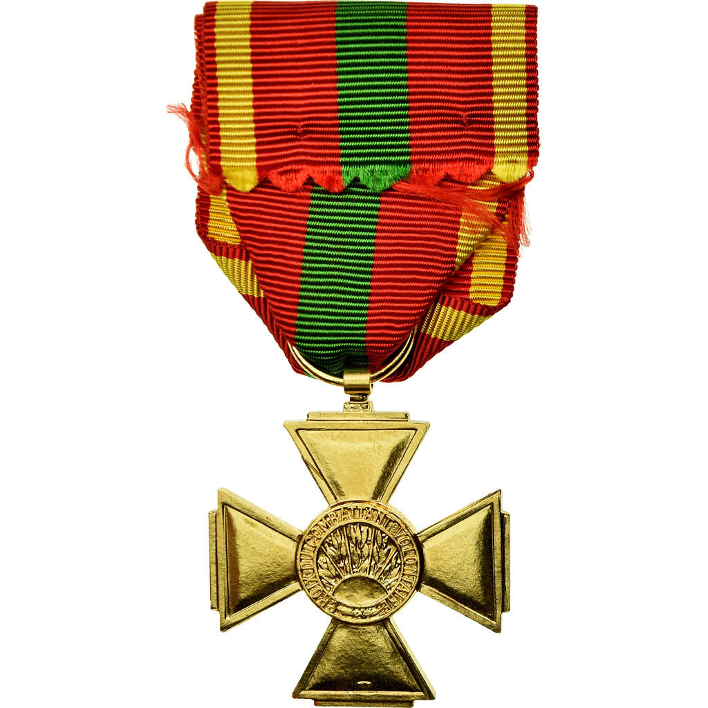 France, Croix du Combattant Volontaire, Médaille, 1939-1945, Non circulé, Gilt