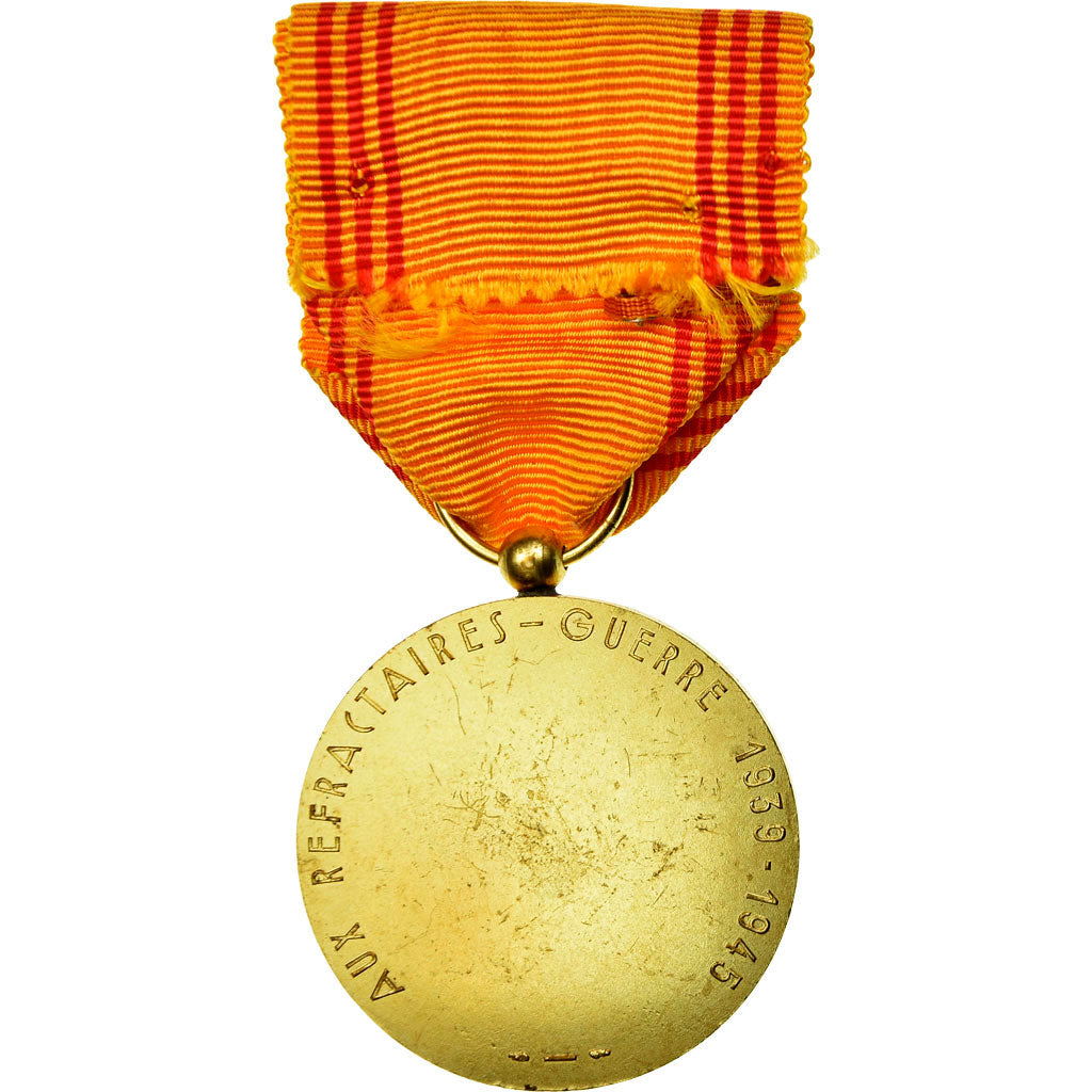 Frankrijk, Insigne du Réfractaire, Medaille, 1939-1945, Niet gecirculeerd, Gilt