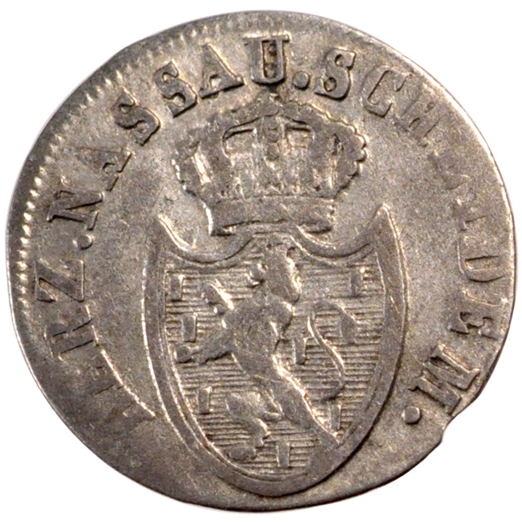 GERMAN STATES, 3 Kreuzer, 1 Groschen, 1811, Usingen, KM #30, VF(30-35), Silver,.