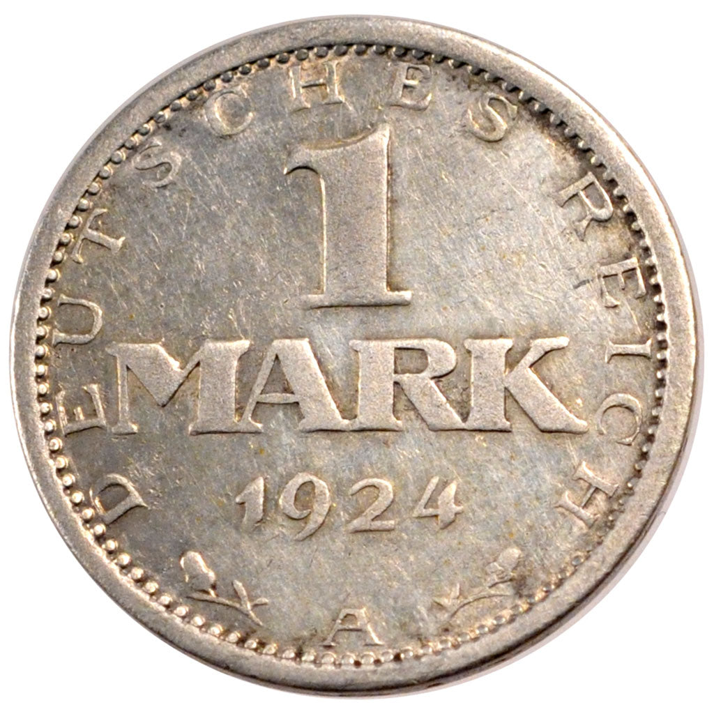 GERMANY, WEIMAR REPUBLIC, Mark, 1924, Berlin, KM #42, EF(40-45), Silver, 23,...