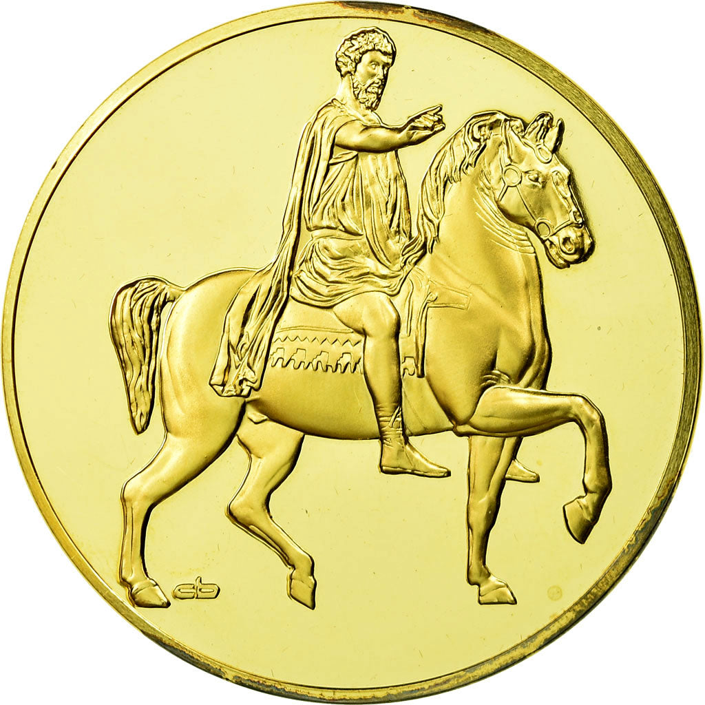 France, Medal, Marc-Aurèle, Rome Antique, MS(64), Vermeil